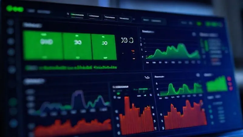 A photorealistic, professional photography image of a clean, modern DevOps dashboard displaying CI/CD pipeline health metrics: green success rates, stable build durations, and resource utilization graphs. The dashboard has a dark theme with vibrant data visualizations, 8K, cinematic lighting, sharp focus on the data, depth of field blurring the edges of the screen, shot on a high-end DSLR. A photorealistic, professional photography image of a clean, modern DevOps dashboard displaying CI/CD pipeline health metrics: green success rates, stable build durations, and resource utilization graphs. The dashboard has a dark theme with vibrant data visualizations, 8K, cinematic lighting, sharp focus on the data, depth of field blurring the edges of the screen, shot on a high-end DSLR.