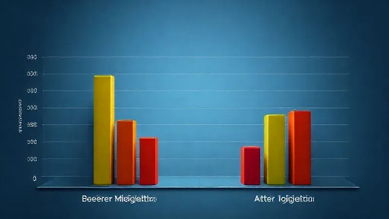 A photorealistic bar chart showing two sets of bars: 'Before Bias Mitigation' and 'After Bias Mitigation'. The 'After' bars for diverse candidate representation (e.g., women, minorities) are significantly taller, indicating improvement. The chart is clean, professional, with cinematic lighting and sharp focus, 8K hyper-detailed, shot on a high-end DSLR.