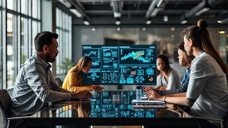 A photorealistic image of a diverse group of people sitting around a table, collaborating on a digital interface that displays complex data visualizations and ethical guidelines, symbolizing inclusive data auditing. Professional photography, 8K, cinematic lighting, sharp focus on the group's interaction, depth of field blurring a modern office background, shot on a high-end DSLR. A photorealistic image of a diverse group of people sitting around a table, collaborating on a digital interface that displays complex data visualizations and ethical guidelines, symbolizing inclusive data auditing. Professional photography, 8K, cinematic lighting, sharp focus on the group's interaction, depth of field blurring a modern office background, shot on a high-end DSLR.