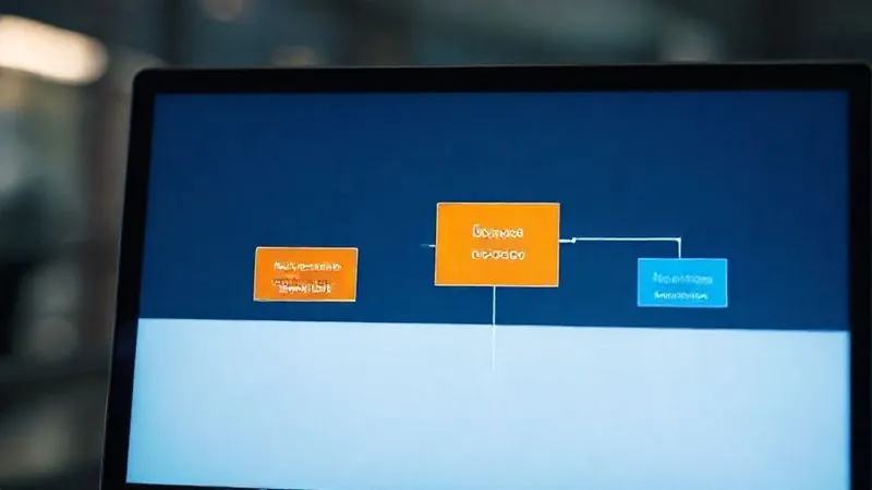 photorealistic, professional photography, 8K, cinematic lighting, sharp focus, depth of field, shot on a high-end DSLR, a clear, flow-chart style diagram on a digital screen, illustrating an intelligent alert notification workflow: critical alerts trigger a red pager icon and phone call, high alerts trigger an orange Slack icon, and low alerts trigger a blue email icon, with clear paths for escalation and quiet hours.