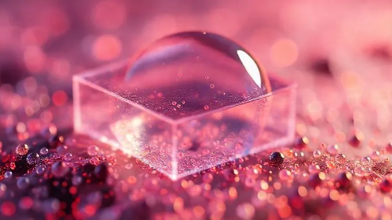 A close-up, photorealistic image of quantum dots embedded in a polymer matrix, with a transparent, ultra-thin encapsulation layer visible on top, showcasing the delicate interface. Microscopic details revealing the robust adhesion and barrier protection, cinematic lighting, sharp focus, depth of field blurring the distant background, 8K hyper-detailed, shot on a high-end DSLR.