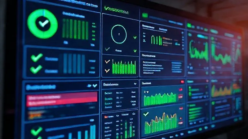 A photorealistic image of a digital dashboard displaying various security metrics, compliance reports, and audit results for a healthcare IoT network. The screen shows green checkmarks for compliance and a few red alerts for vulnerabilities, indicating a real-time audit process. Cinematic lighting, sharp focus on the detailed data, 8K hyper-detailed. A photorealistic image of a digital dashboard displaying various security metrics, compliance reports, and audit results for a healthcare IoT network. The screen shows green checkmarks for compliance and a few red alerts for vulnerabilities, indicating a real-time audit process. Cinematic lighting, sharp focus on the detailed data, 8K hyper-detailed.