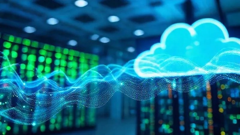 A photorealistic, professional photography of two distinct, glowing cloud data centers (one blue, one green) seamlessly connected by a vibrant, flowing data stream. In the foreground, a digital dashboard displays real-time metrics for data replication and failover, indicating smooth operation. The scene exudes reliability and advanced technology. 8K, cinematic lighting, sharp focus on the data stream and dashboard, depth of field, shot on a high-end DSLR. A photorealistic, professional photography of two distinct, glowing cloud data centers (one blue, one green) seamlessly connected by a vibrant, flowing data stream. In the foreground, a digital dashboard displays real-time metrics for data replication and failover, indicating smooth operation. The scene exudes reliability and advanced technology. 8K, cinematic lighting, sharp focus on the data stream and dashboard, depth of field, shot on a high-end DSLR.