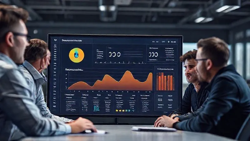 A photorealistic, professional photography shot of a data visualization dashboard displaying a 'Flakiness Index' chart with a downward trend, showing key metrics like 'Top 5 Flaky Tests' and 'Average Rerun Count'. A team of engineers is gathered around, looking satisfied. Cinematic lighting, sharp focus on the dashboard, depth of field blurring the background, 8K hyper-detailed. A photorealistic, professional photography shot of a data visualization dashboard displaying a 'Flakiness Index' chart with a downward trend, showing key metrics like 'Top 5 Flaky Tests' and 'Average Rerun Count'. A team of engineers is gathered around, looking satisfied. Cinematic lighting, sharp focus on the dashboard, depth of field blurring the background, 8K hyper-detailed.