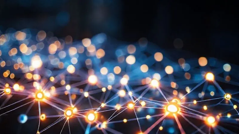 A photorealistic, professional photography, 8K, cinematic lighting, sharp focus, depth of field, shot on a high-end DSLR. A stylized representation of a network of interconnected, glowing nodes, each node representing a distinct microservice, with data flowing smoothly between them. The overall image should convey modularity, efficiency, and robust scalability in a digital environment.